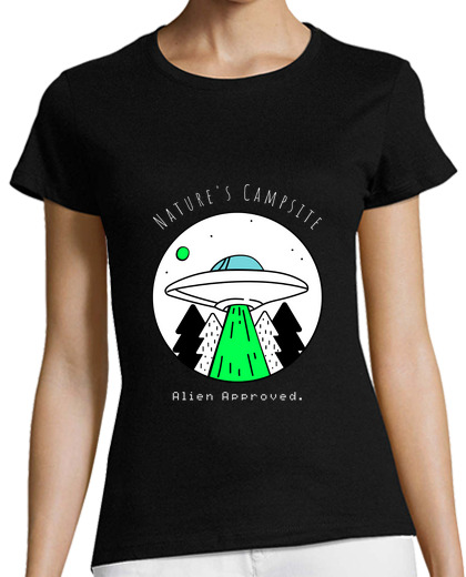 Image of nature campsite alien approved, funny ufo camping t shirt