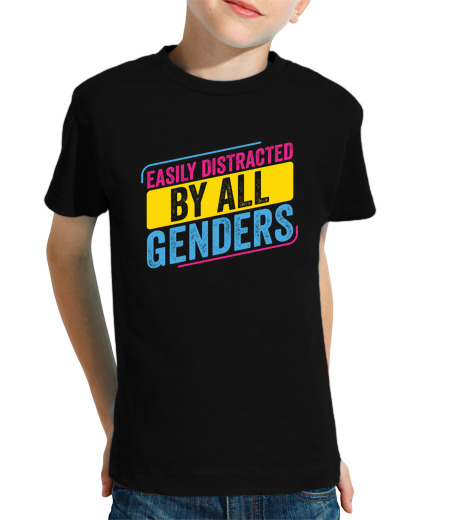 Tee Shirt Pour Enfant Manche Courte pansexuel facilement distrait par tous