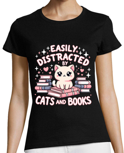 Image of Easily Distracted by Cats and Books Cat