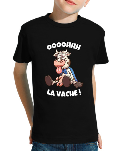 Tee Shirt Pour Enfant Manche Courte Oooohhh la vache- cadeau humour enfant animal de ferme