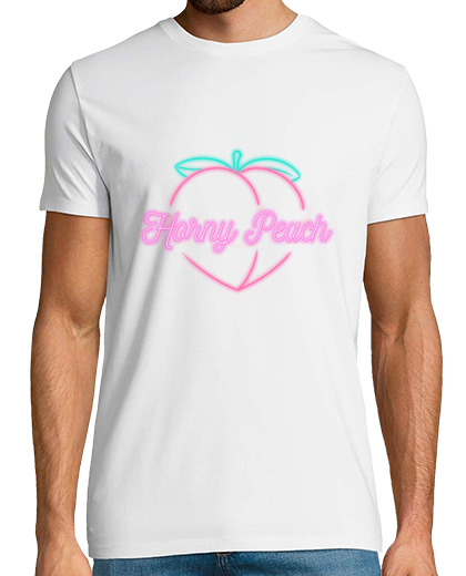 Image of t shirt black letters logo hornypeach