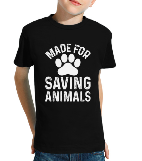 Tee Shirt Pour Enfant Manche Courte conçu pour sauver les animaux étudiant