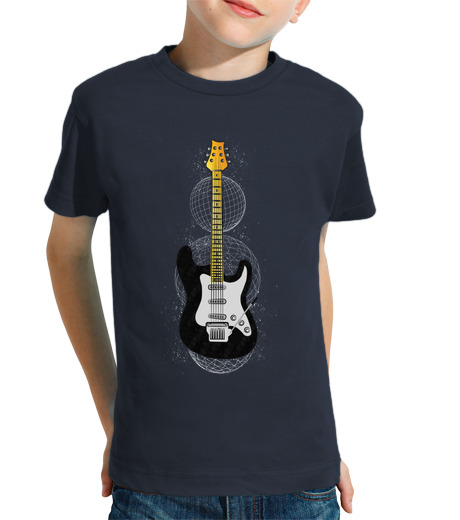 Tee Shirt Pour Enfant Manche Courte Boule à 3 lignes et guitare dorée