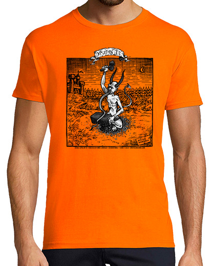 Image of gray devil hammering his tongue with transparent landscape