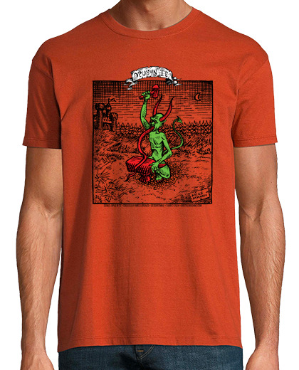 Image of color devil hammering his tongue with transparent landscape