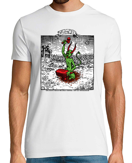 Image of color devil hammering with black and white landscape