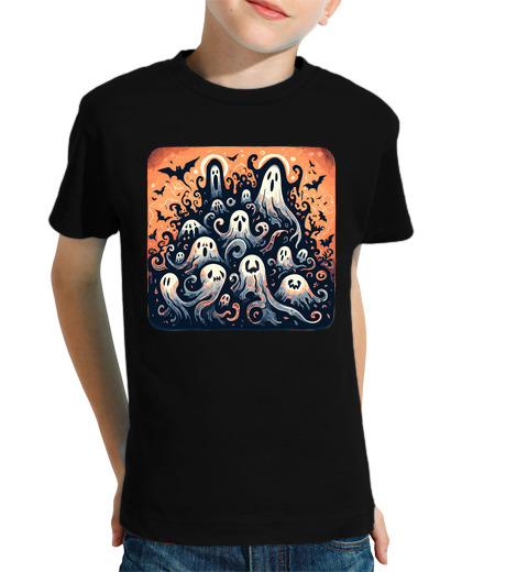 Tee Shirt Pour Enfant Manche Courte motif de fantômes d39Halloween et chauv