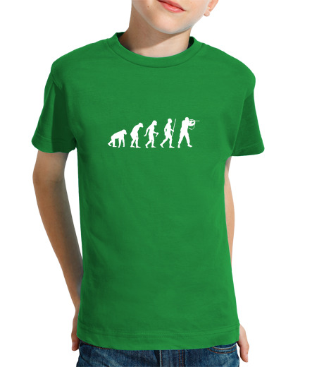 T-shirt bambino manica corta passo di evoluzione del cacciatore