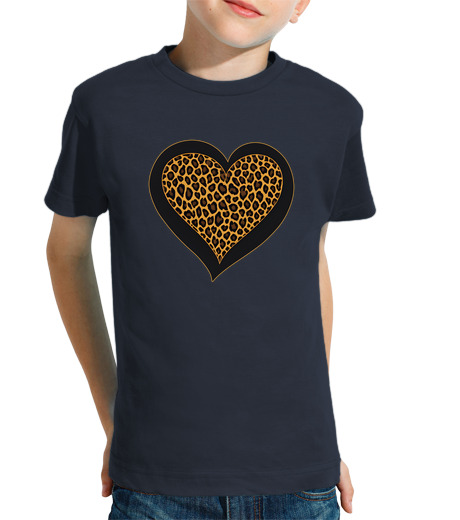 Tee Shirt Pour Enfant Manche Courte coeur de léopard