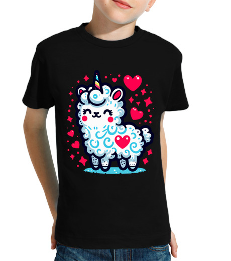 Tee Shirt Pour Enfant Manche Courte kawaii lama lamacorn licorne d39 love