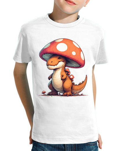 Tee Shirt Pour Enfant Manche Courte dinosaure chapeau champignon kawaii