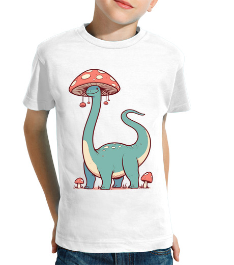 Tee Shirt Pour Enfant Manche Courte champignon chapeau dinosaure brontosaur