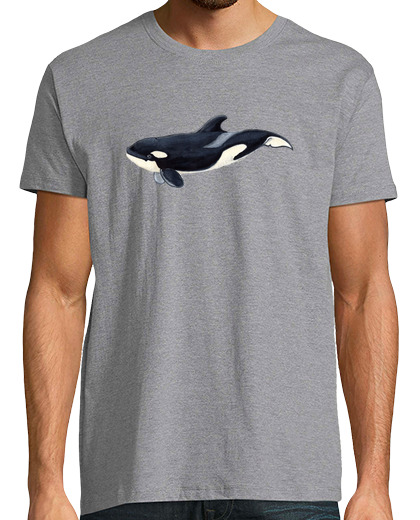 Image of man orca t-shirt, short manga , gray vigoré, extra quality