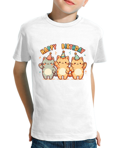 Tee Shirt Pour Enfant Manche Courte kawaii joyeux anniversaire fête des tro