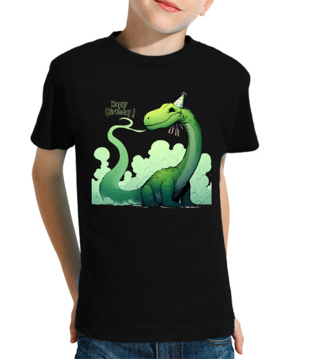 Tee Shirt Pour Enfant Manche Courte joyeux anniversaire fête des dinosaures