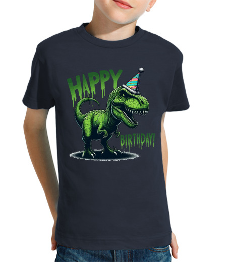 Tee Shirt Pour Enfant Manche Courte tyrannosaure effrayant joyeux anniversa