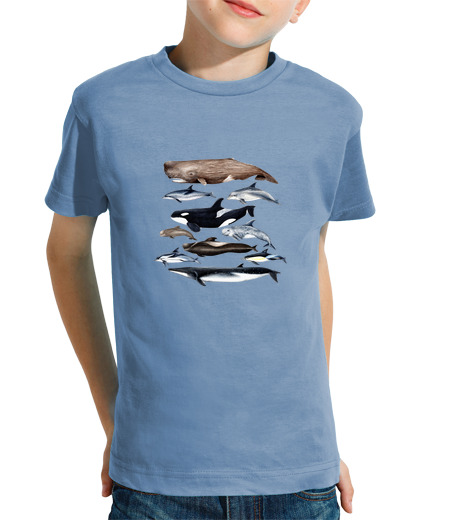 T-shirt bambino manica corta balene, capodogli, balene e delfini t-shirt