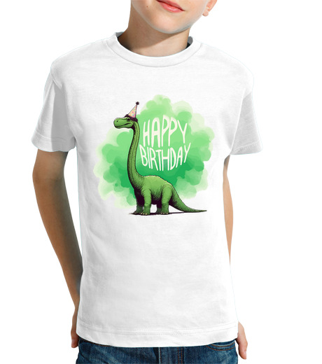 Tee Shirt Pour Enfant Manche Courte joyeux anniversaire fête des dinosaures