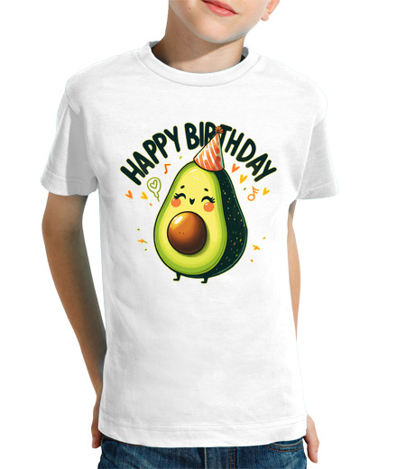 Tee Shirt Pour Enfant Manche Courte Fête de joyeux anniversaire avocat kawa