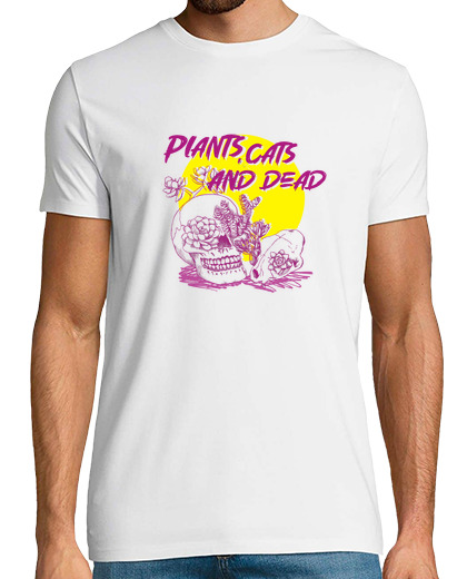 Tee Shirt Homme Manche Courte plantes chats and dead