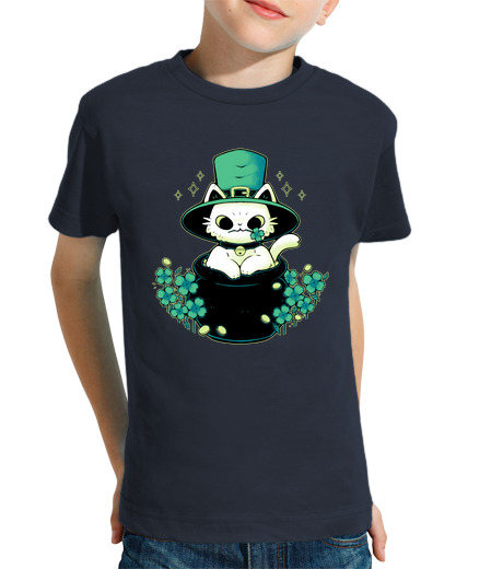 Tee Shirt Pour Enfant Manche Courte mignon chat st patrick