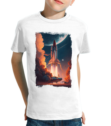 Tee Shirt Pour Enfant Manche Courte fusée spatiale. fusée spatiale.