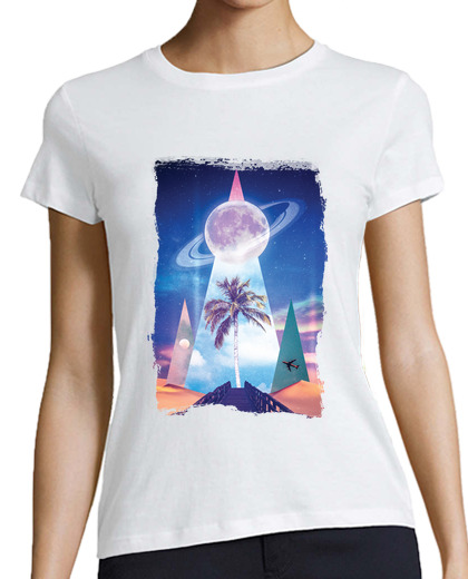 Image of surrealism planets pyramids sky and roa