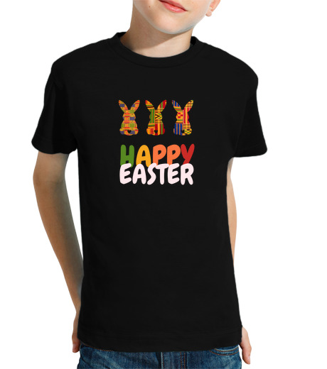 Tee Shirt Pour Enfant Manche Courte joyeuses pâques kente imprimer