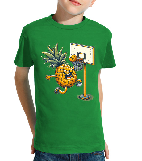 Tee Shirt Pour Enfant Manche Courte basket-ball dunk aux fruits ananas kawa