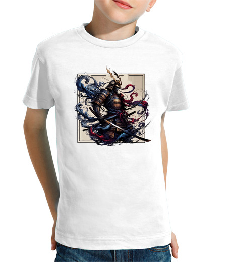 Tee Shirt Pour Enfant Manche Courte résumé du guerrier samouraï du japon