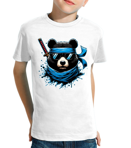 Tee Shirt Pour Enfant Manche Courte ours ninja japonais anime splash art