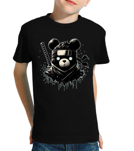 Tee Shirt Pour Enfant Manche Courte ours ninja japonais anime splash art