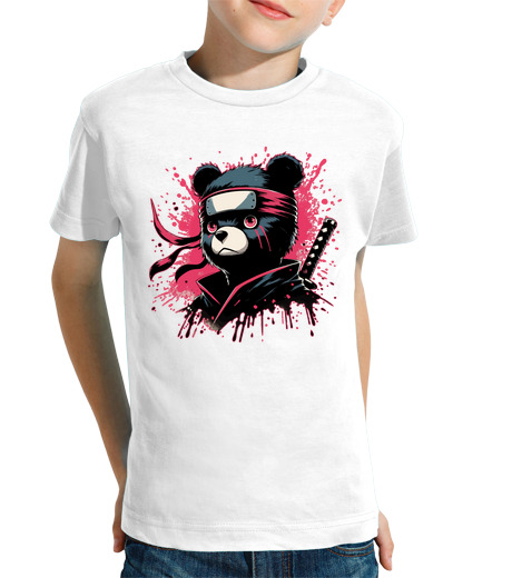 Tee Shirt Pour Enfant Manche Courte ours ninja japonais anime splash art