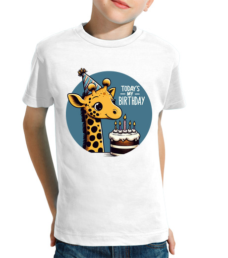 Tee Shirt Pour Enfant Manche Courte girafe kawaii aujourd39hui ma fête d39a