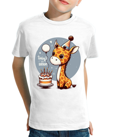 Tee Shirt Pour Enfant Manche Courte girafe kawaii aujourd39hui ma fête d39a