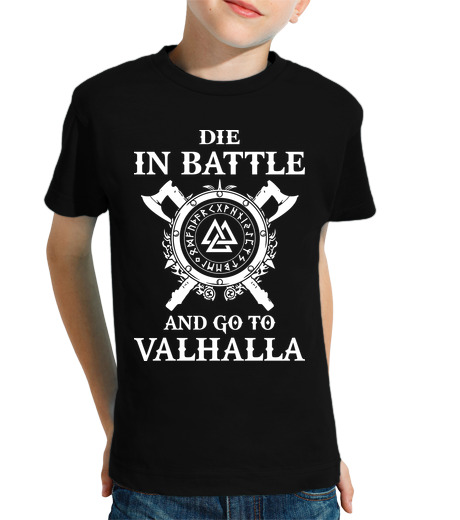 Tee Shirt Pour Enfant Manche Courte die au combat ... (vikings)