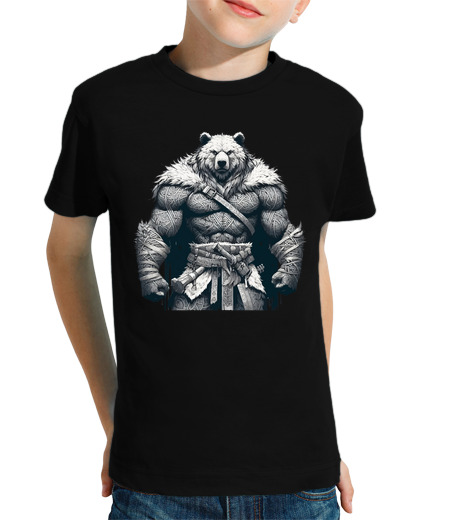 Tee Shirt Pour Enfant Manche Courte ours viking nordique guerrier berserker