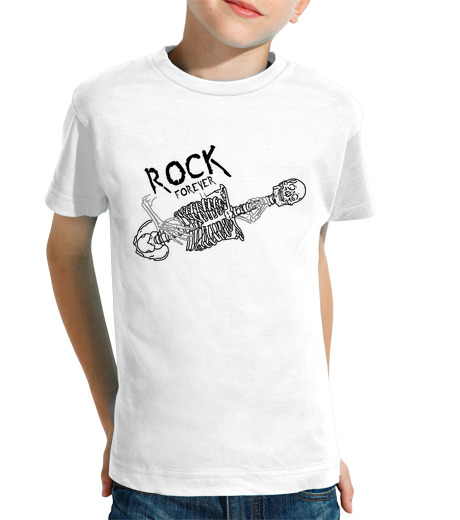 Tee Shirt Pour Enfant Manche Courte rock pour toujours squelette gr et nég