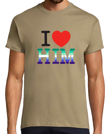 Image of love between men. i love him gay men pride flag.