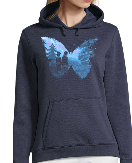 Sweat-shirt À Capuche Pour Femme papillon bleu