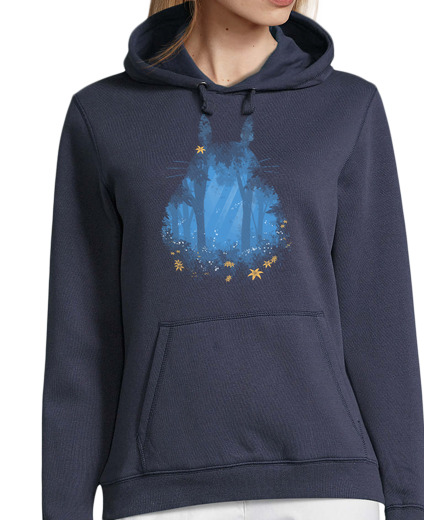 Sweat-shirt À Capuche Pour Femme totoro bleu