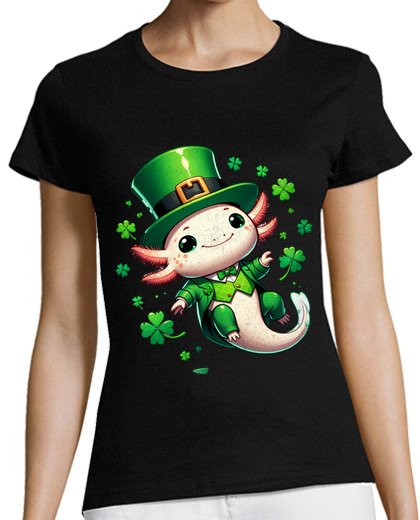 Image of lucky axolotl shamrock saint patricks