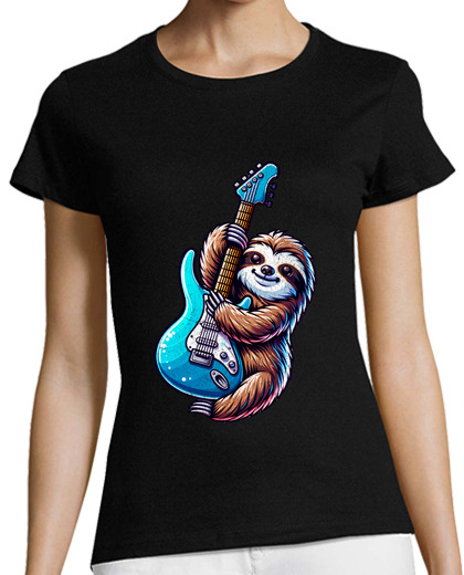 Image of sloth guitarist tee slow rock music