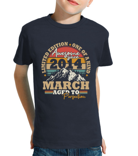 Tee Shirt Pour Enfant Manche Courte Mars 2014 Vintage Cadeau Anniversaire