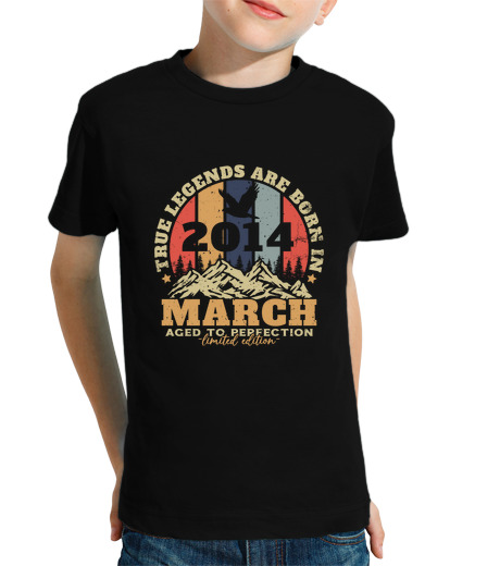 Tee Shirt Pour Enfant Manche Courte Mars 2014 Vintage Anniversaire Cadeau