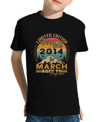 Tee Shirt Pour Enfant Manche Courte Mars 2014 Vintage Anniversaire Cadeau