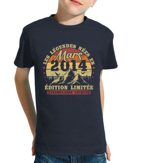 Tee Shirt Pour Enfant Manche Courte Vintage Rétro Mars 2014 Cadeau