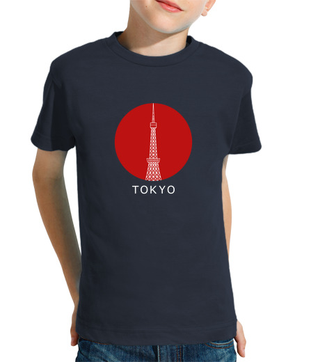 T-shirt bambino manica corta torre di tokyo