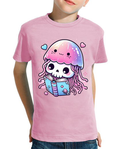 Tee Shirt Pour Enfant Manche Courte squelette kawaii en costume de méduse