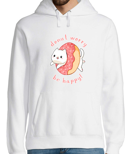 Sweat-shirt À Capuche Pour Homme beignet chat inquiétude